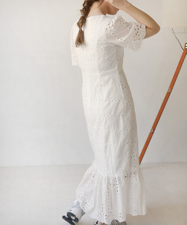 【低身長向けサイズあり】コットンレースマーメイドワンピース