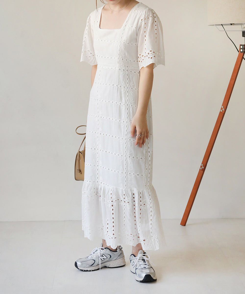 【低身長向けサイズあり】コットンレースマーメイドワンピース