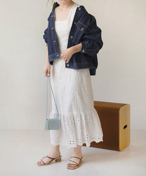 【低身長向けサイズあり】コットンレースマーメイドワンピース