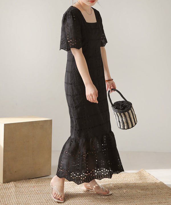 【低身長向けサイズあり】コットンレースマーメイドワンピース