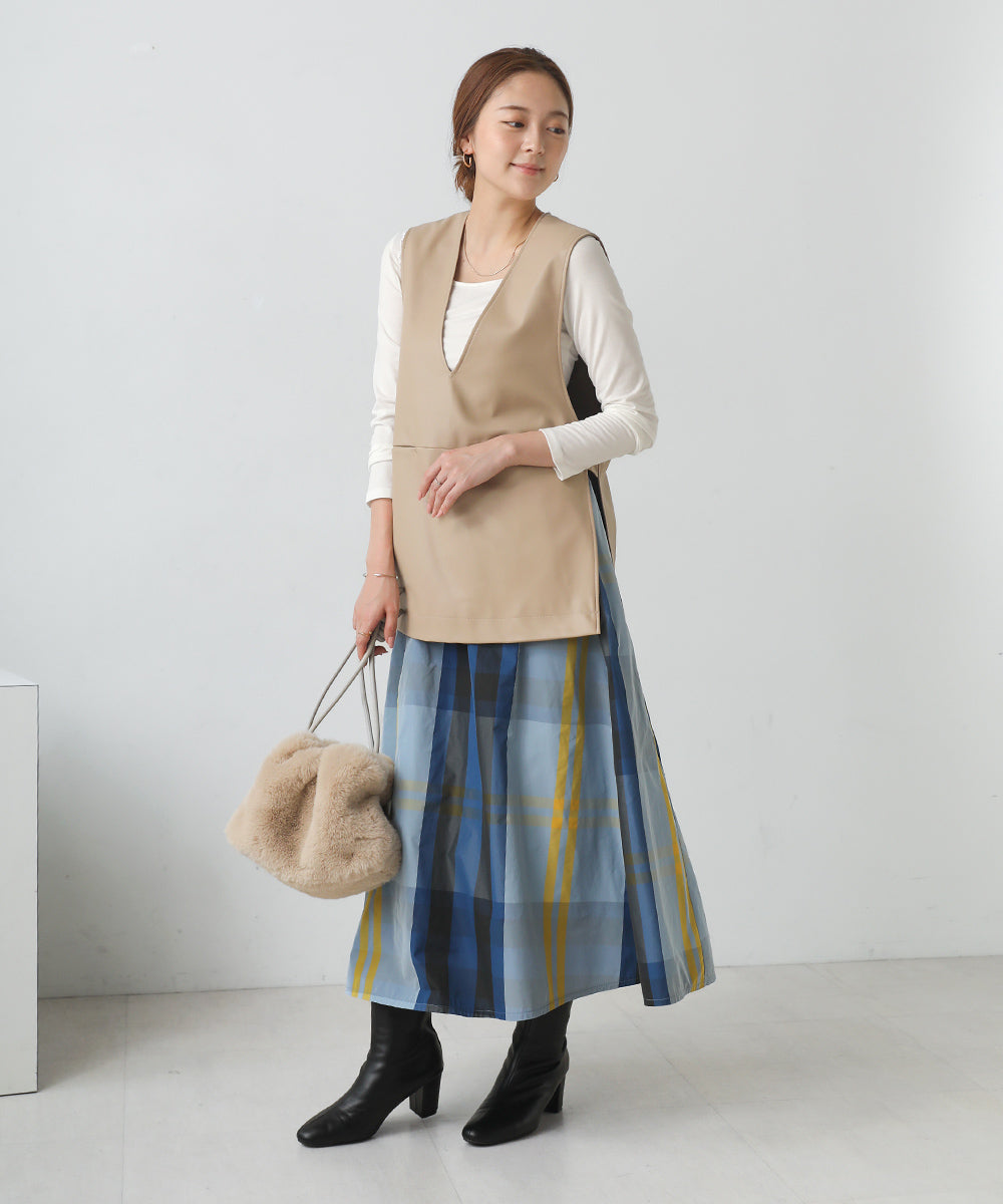 [WEB限定]カラーチェックスカート