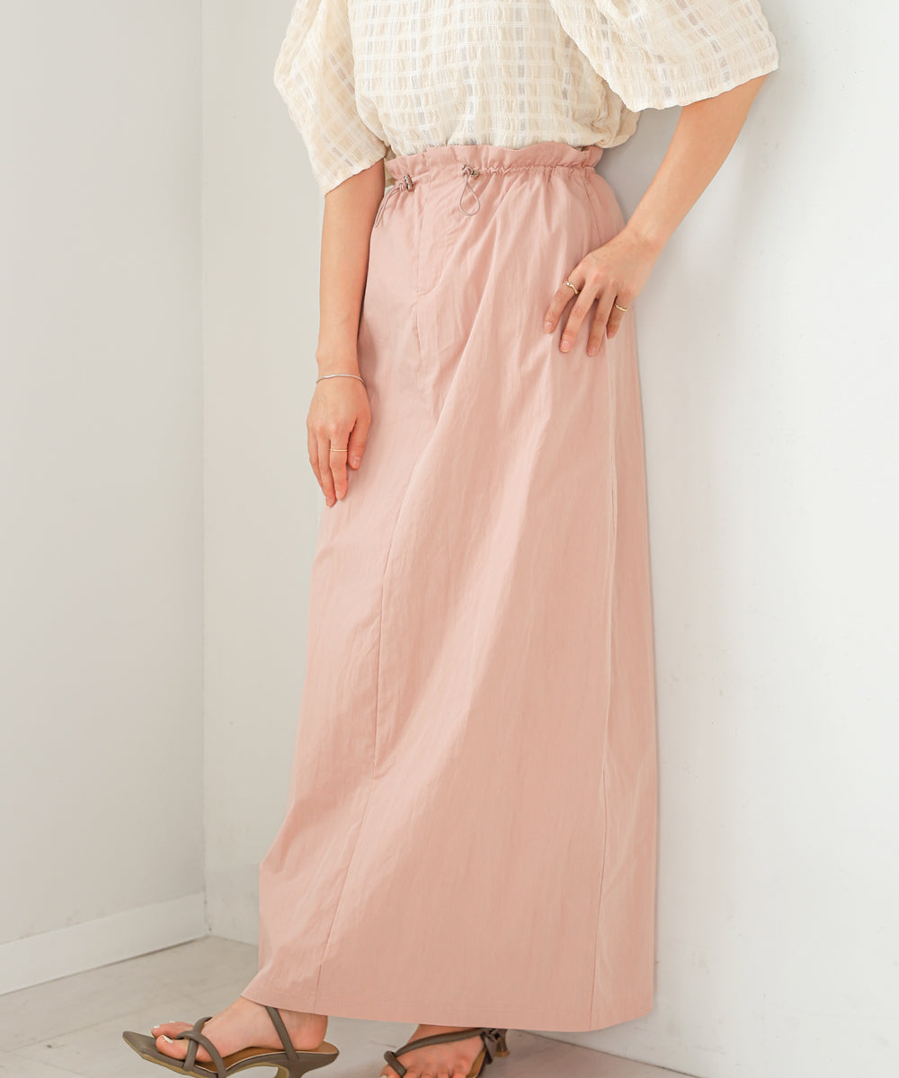 WAIST DRAWSTRING I-LINE SKIRT
