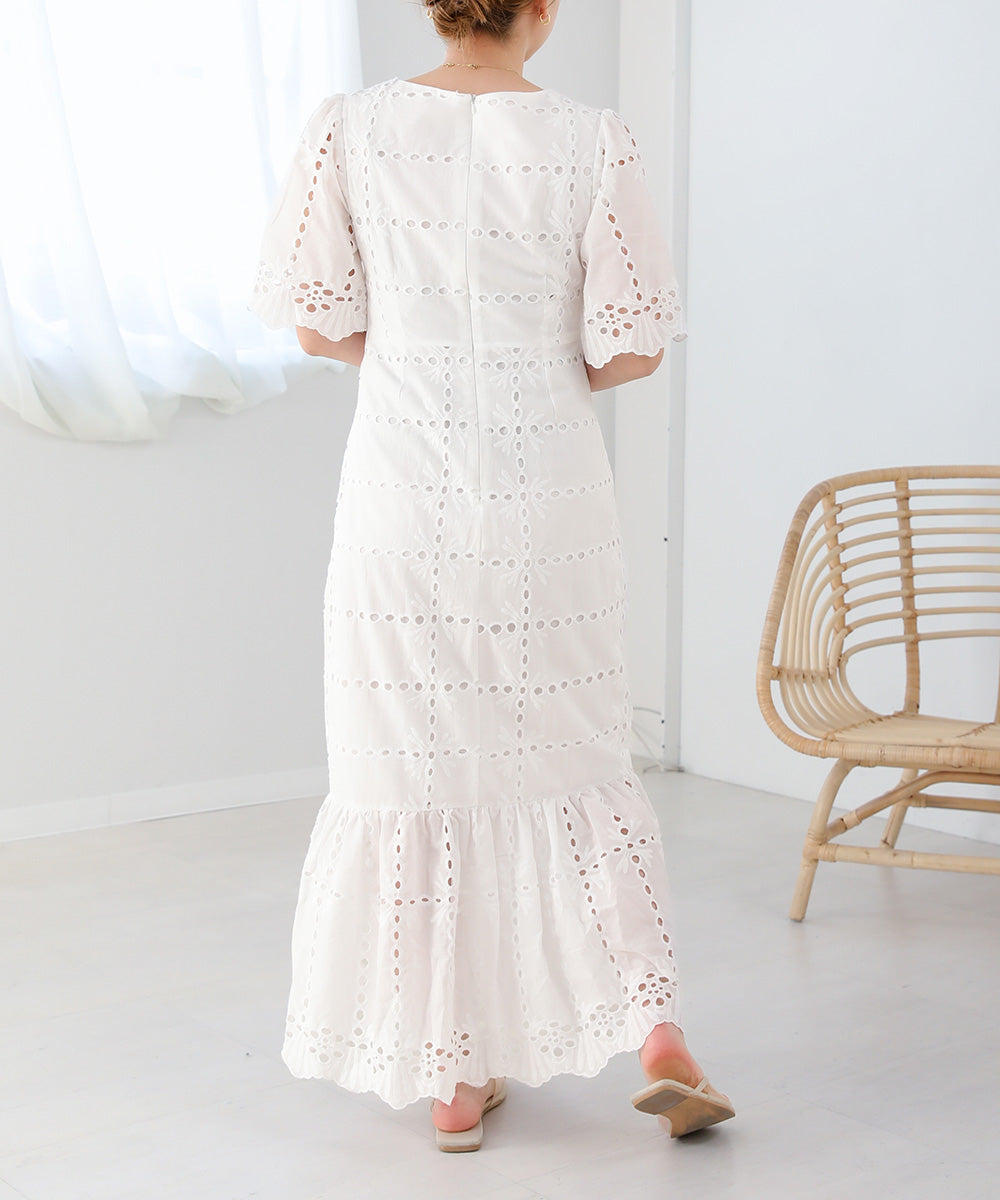【低身長向けサイズあり】コットンレースマーメイドワンピース