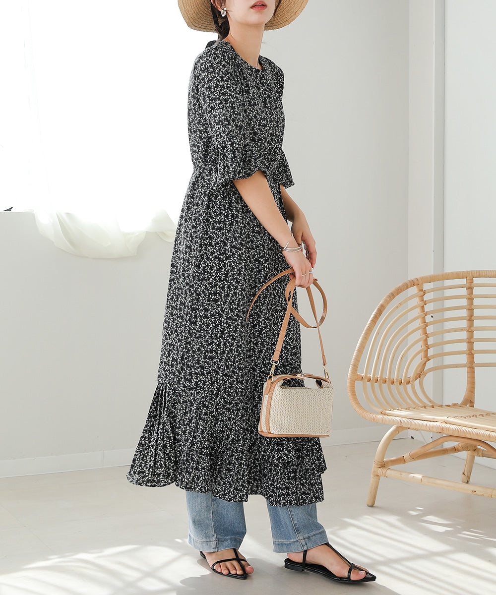 裾アシメプリーツワンピース