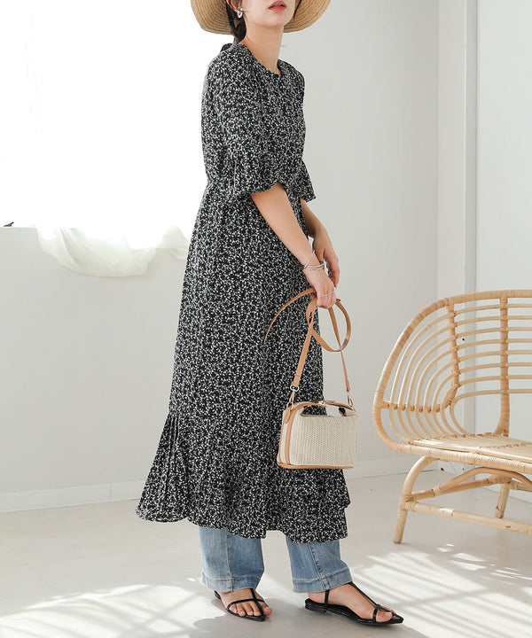 裾アシメプリーツワンピース