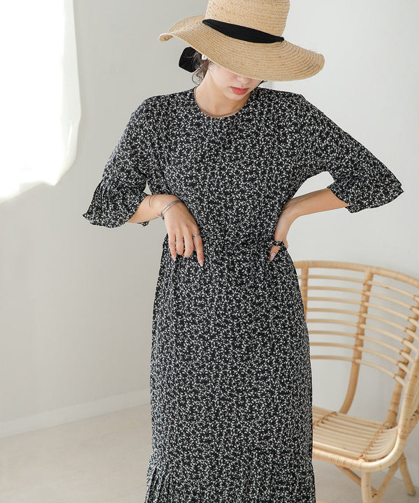 裾アシメプリーツワンピース