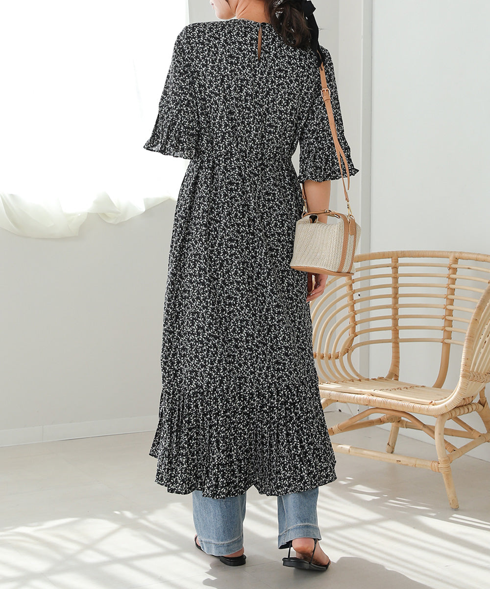 裾アシメプリーツワンピース