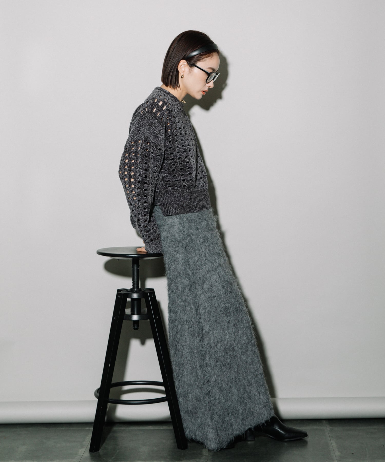 KEGAKI HALF CARDIGAN KNIT SKT