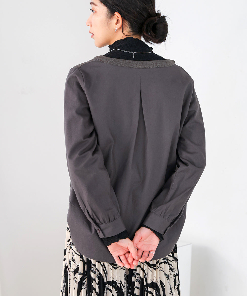 【WEB限定】Vネックコーデュロイドッキングトップス