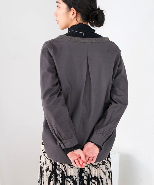 【WEB限定】Vネックコーデュロイドッキングトップス