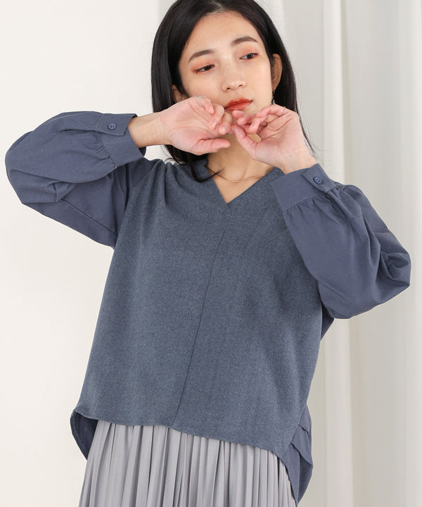 【WEB限定】Vネックコーデュロイドッキングトップス