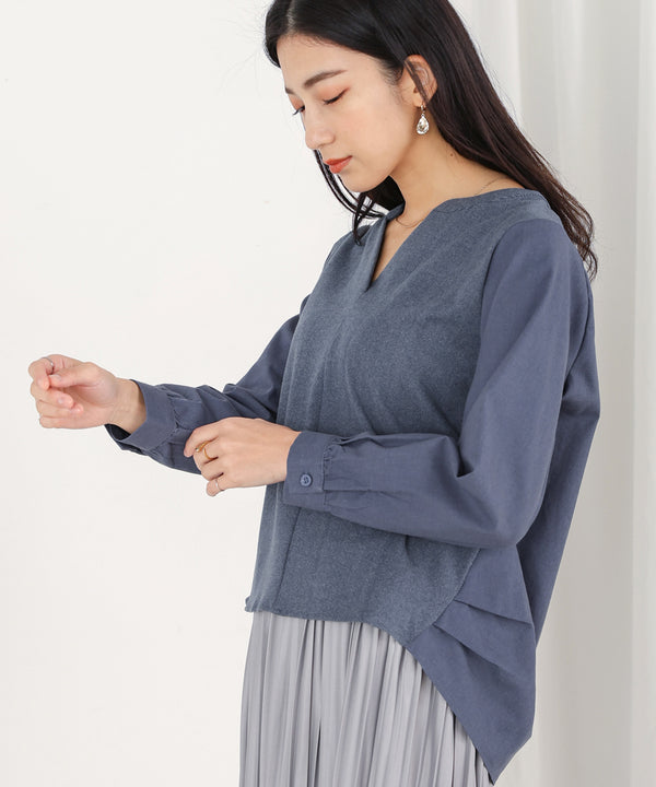 【WEB限定】Vネックコーデュロイドッキングトップス