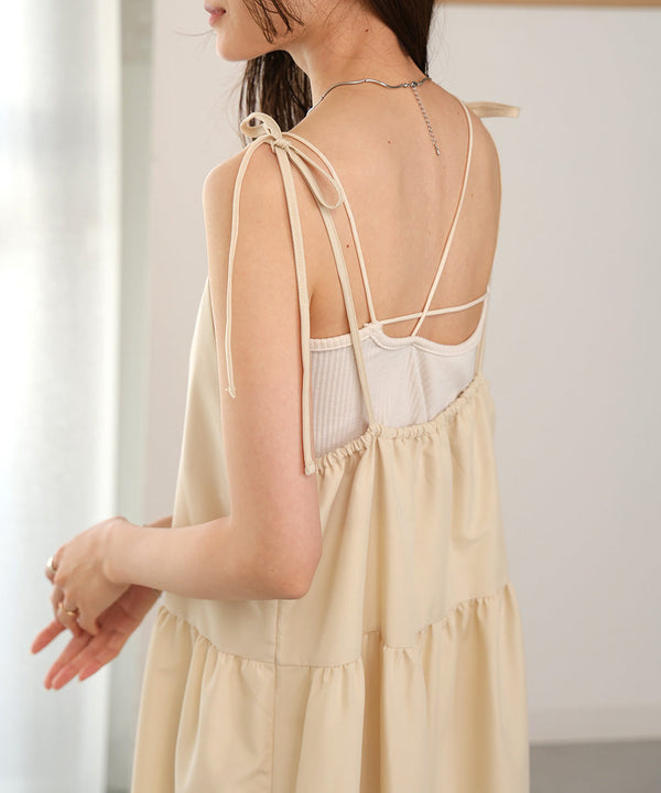 ribbon strap tiered cami onepiece