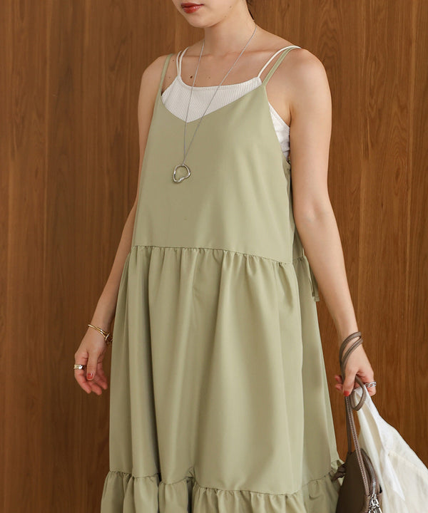 ribbon strap tiered cami onepiece