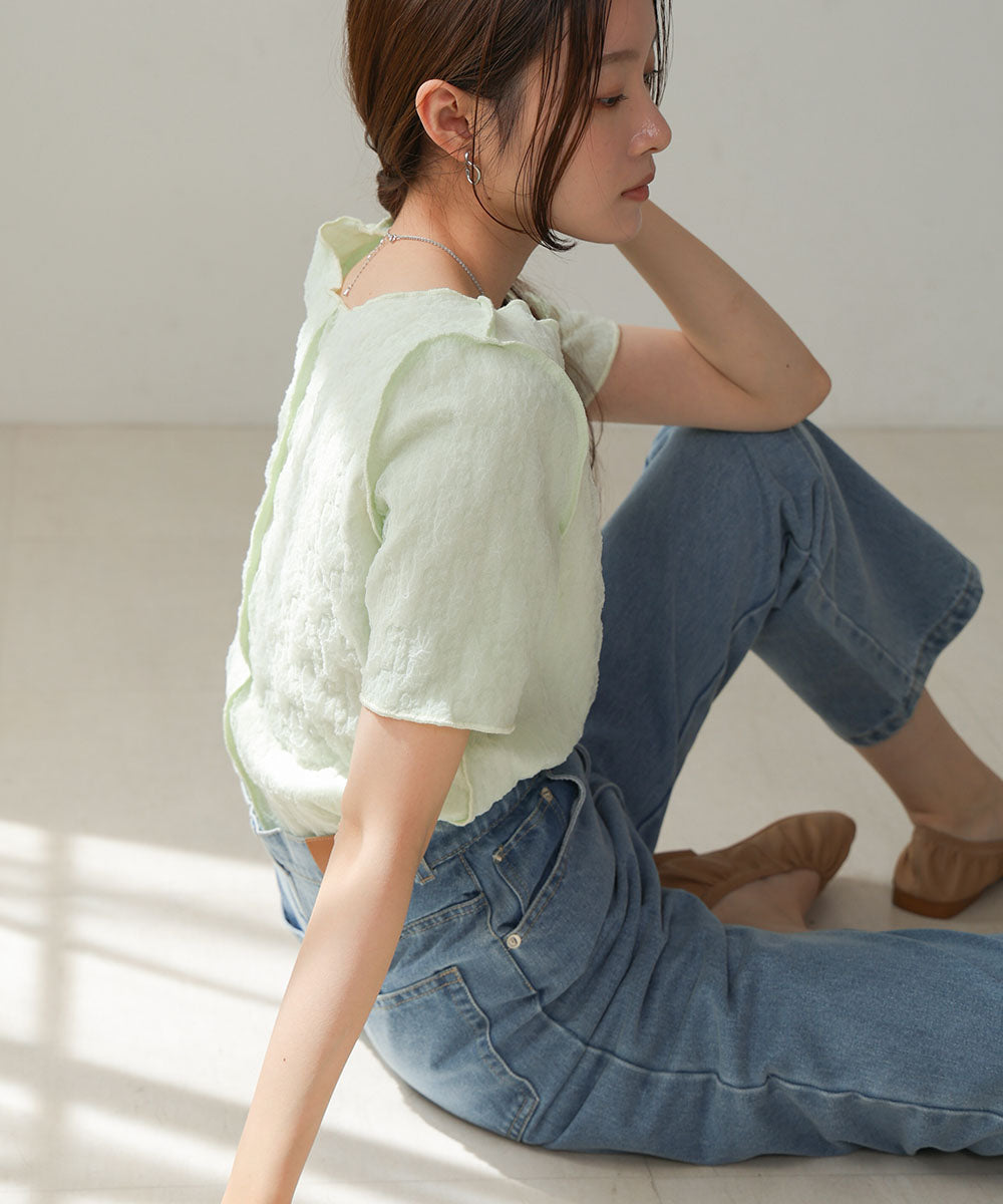 前後2WAYオーガンジーしわトップス