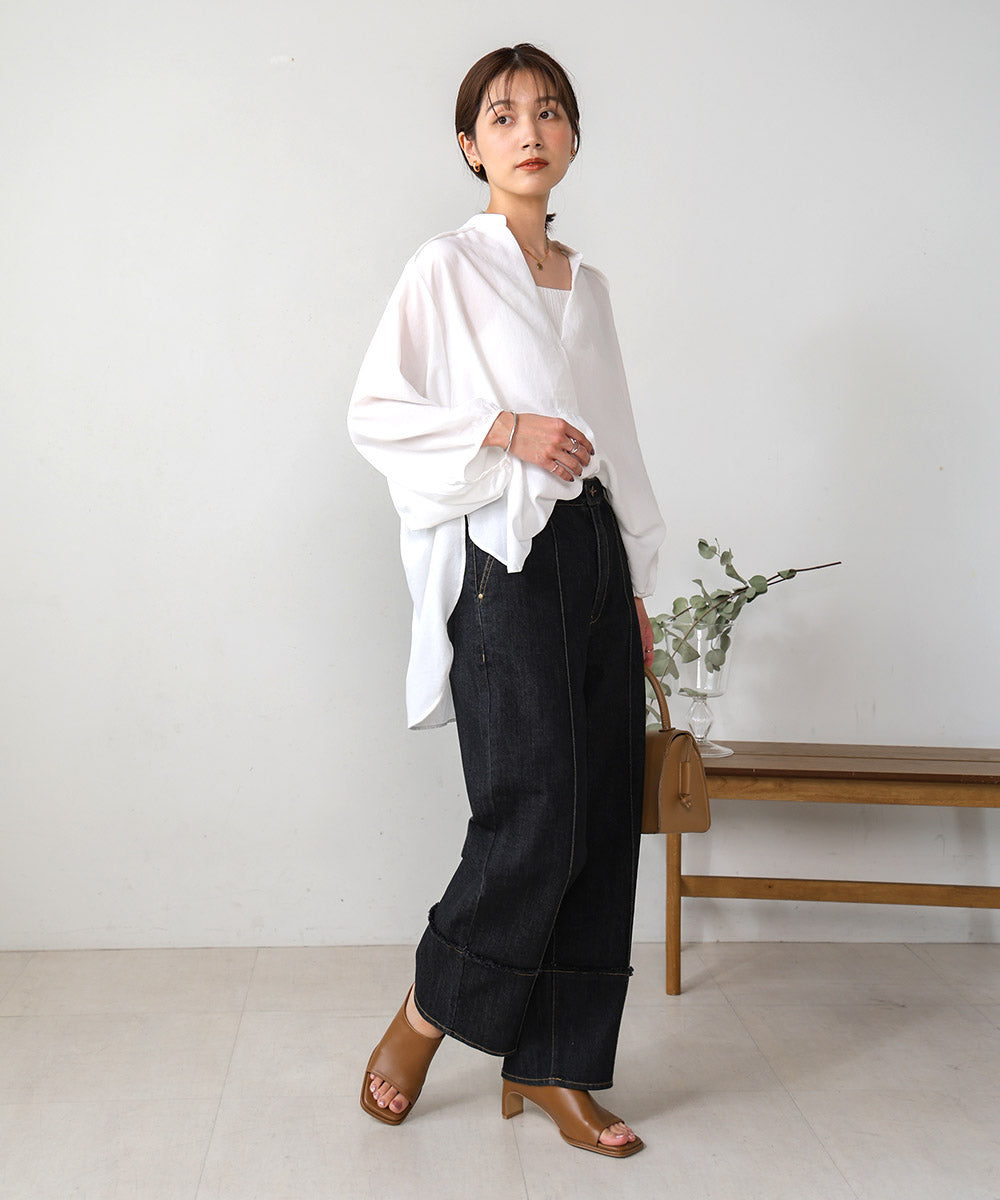 ［新色追加］麻ライクスキッパー前後差チュニック