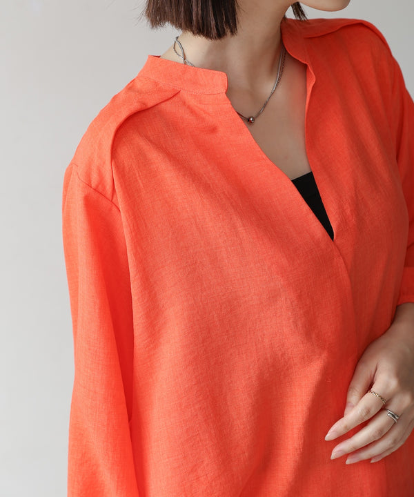 ［新色追加］麻ライクスキッパー前後差チュニック