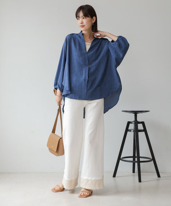 ［新色追加］麻ライクスキッパー前後差チュニック