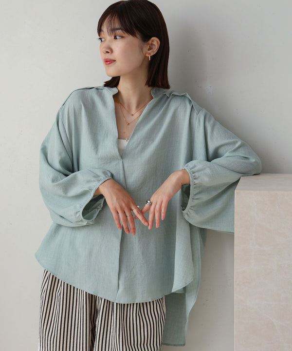［新色追加］麻ライクスキッパー前後差チュニック