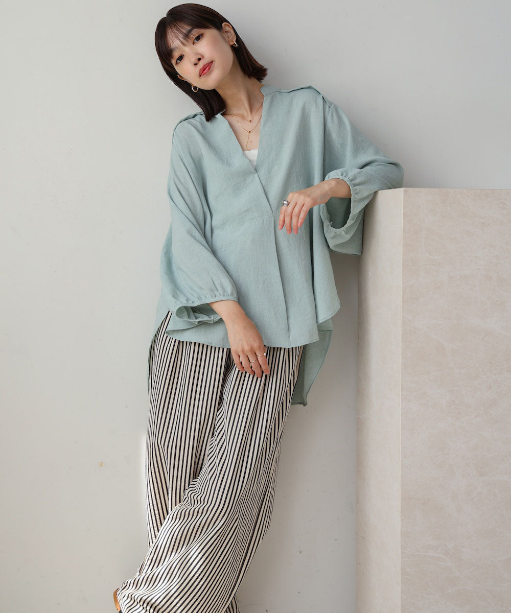 ［新色追加］麻ライクスキッパー前後差チュニック