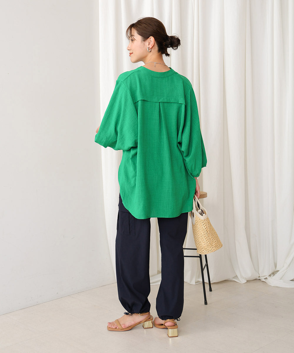 ［新色追加］麻ライクスキッパー前後差チュニック