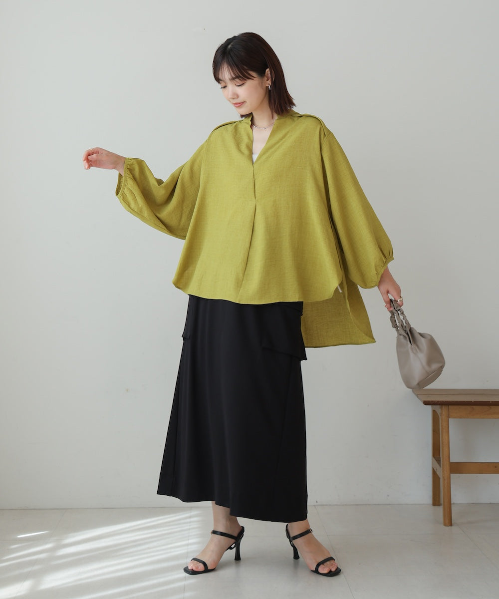 ［新色追加］麻ライクスキッパー前後差チュニック