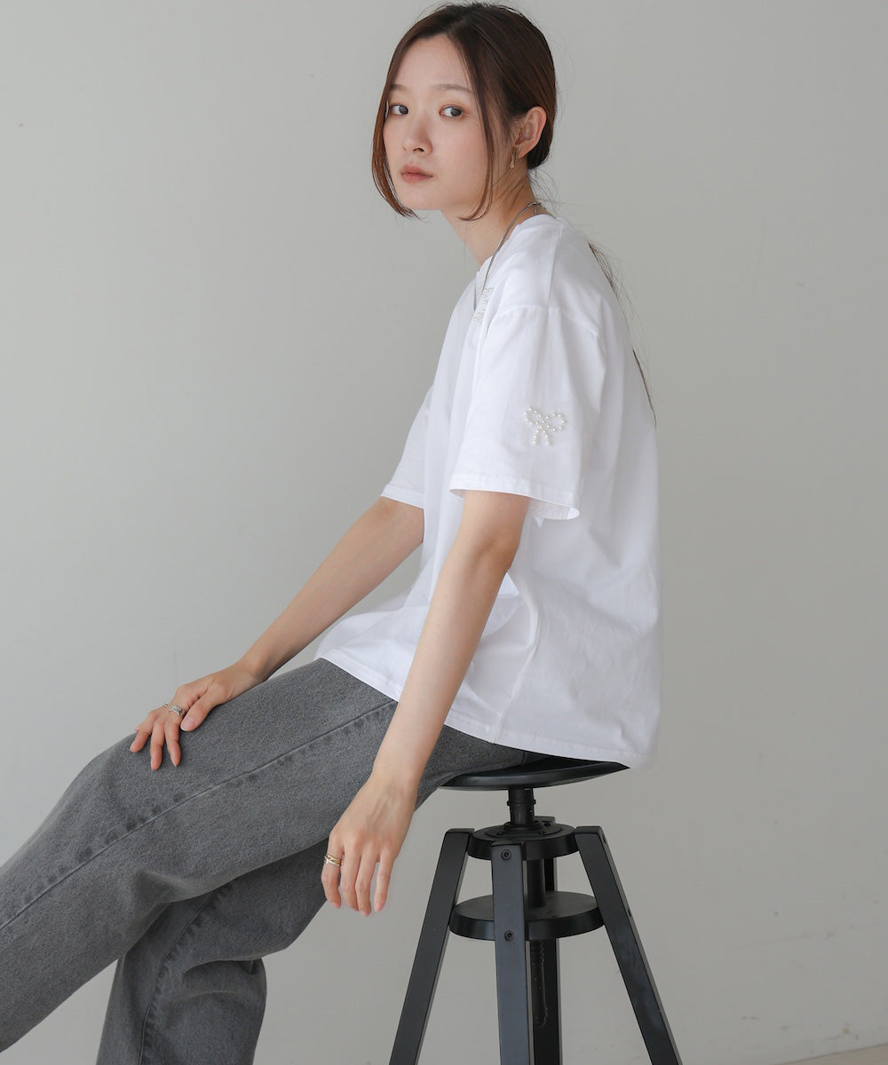 ribbon pearl t-shirt