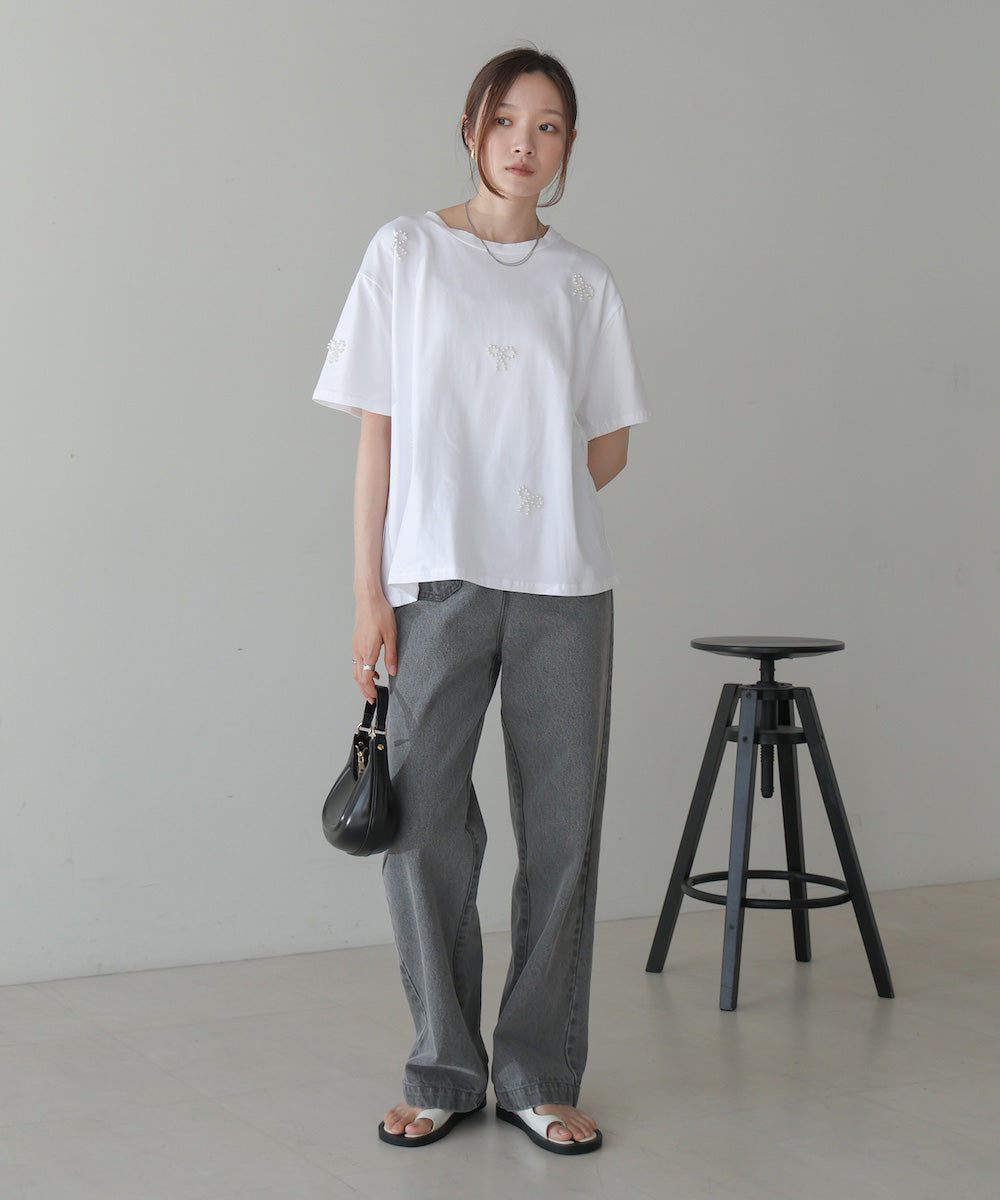 ribbon pearl t-shirt