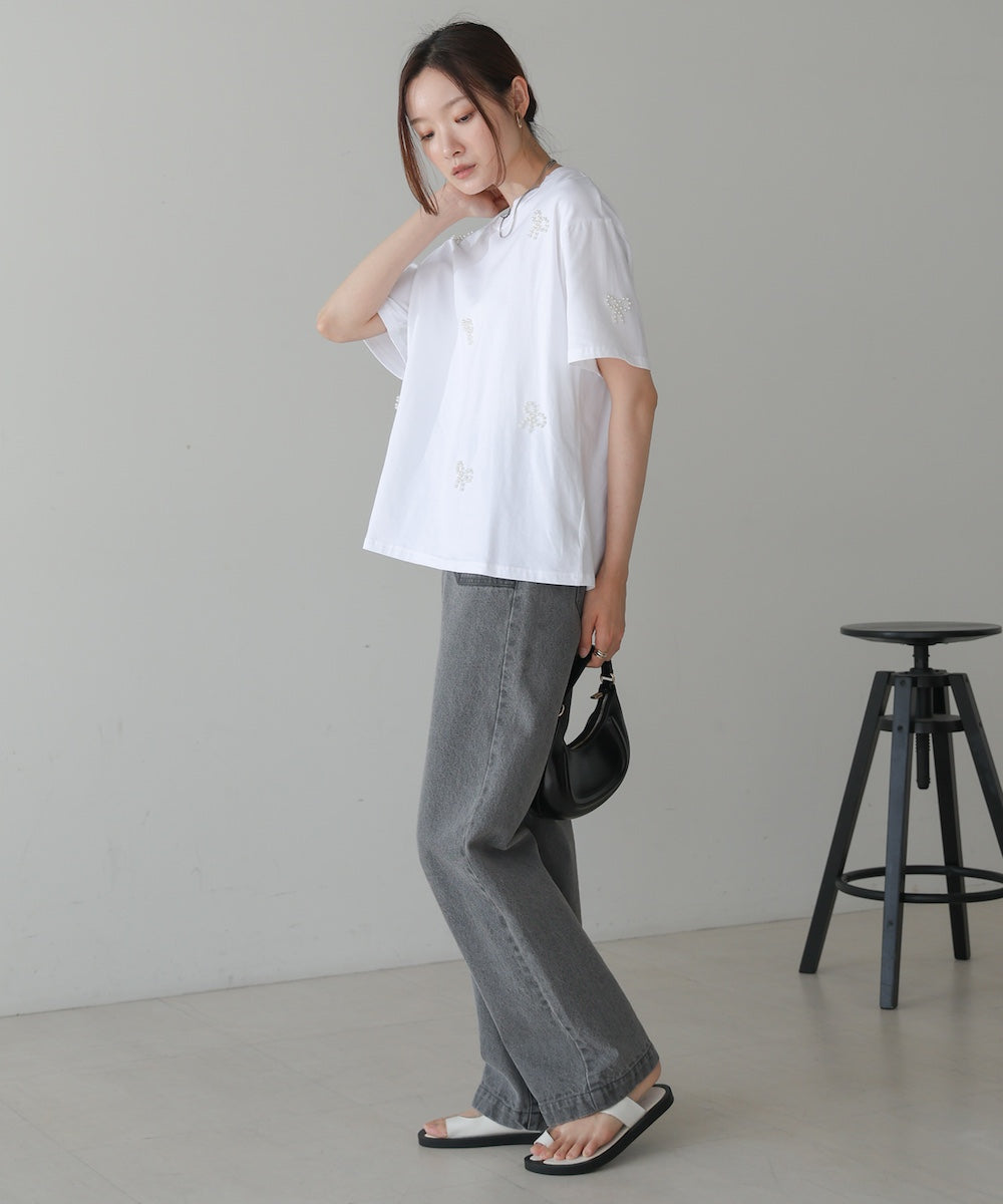ribbon pearl t-shirt