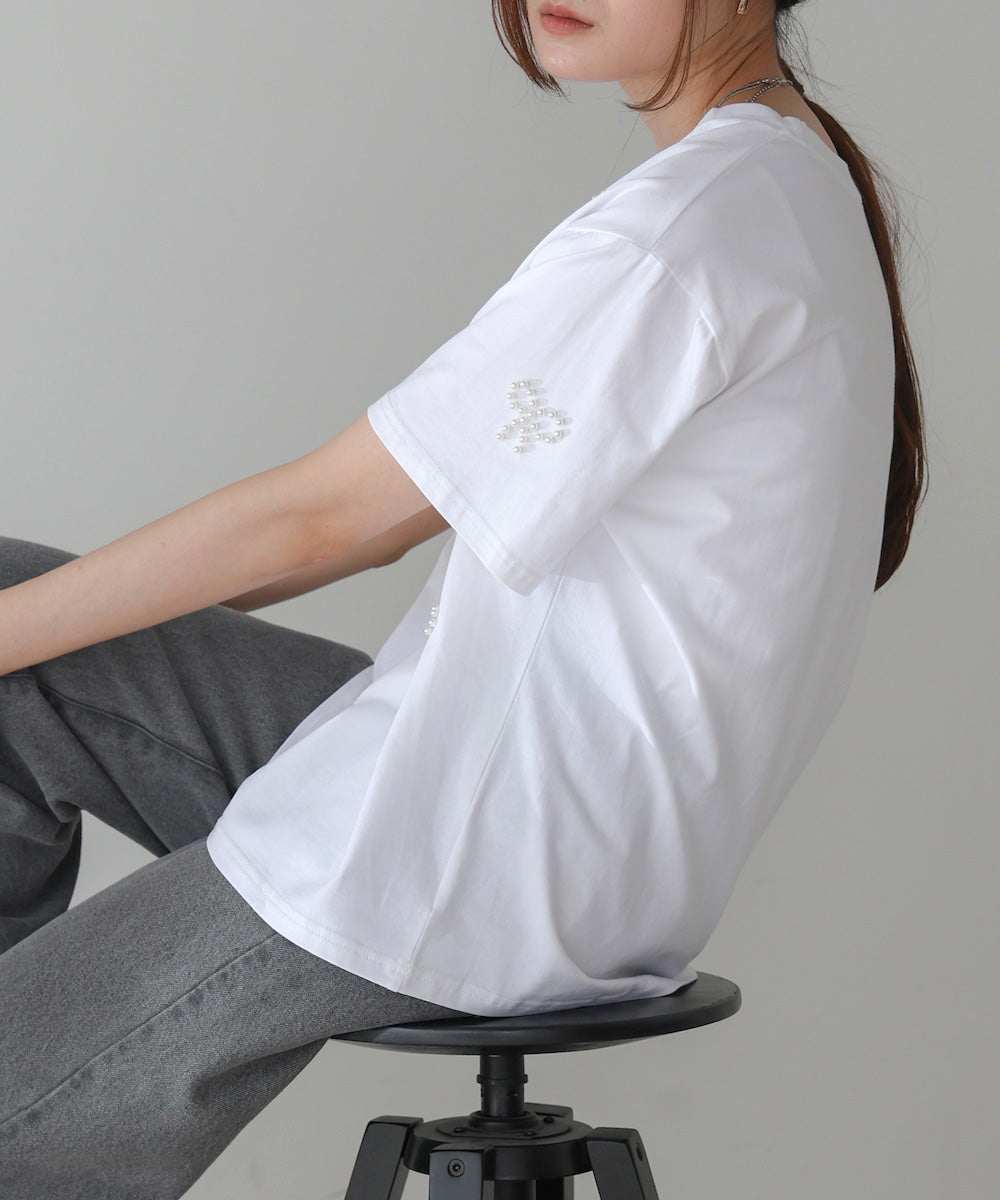 ribbon pearl t-shirt
