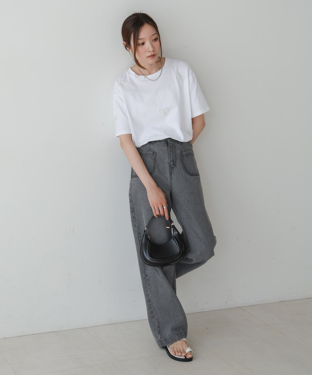 ribbon pearl t-shirt