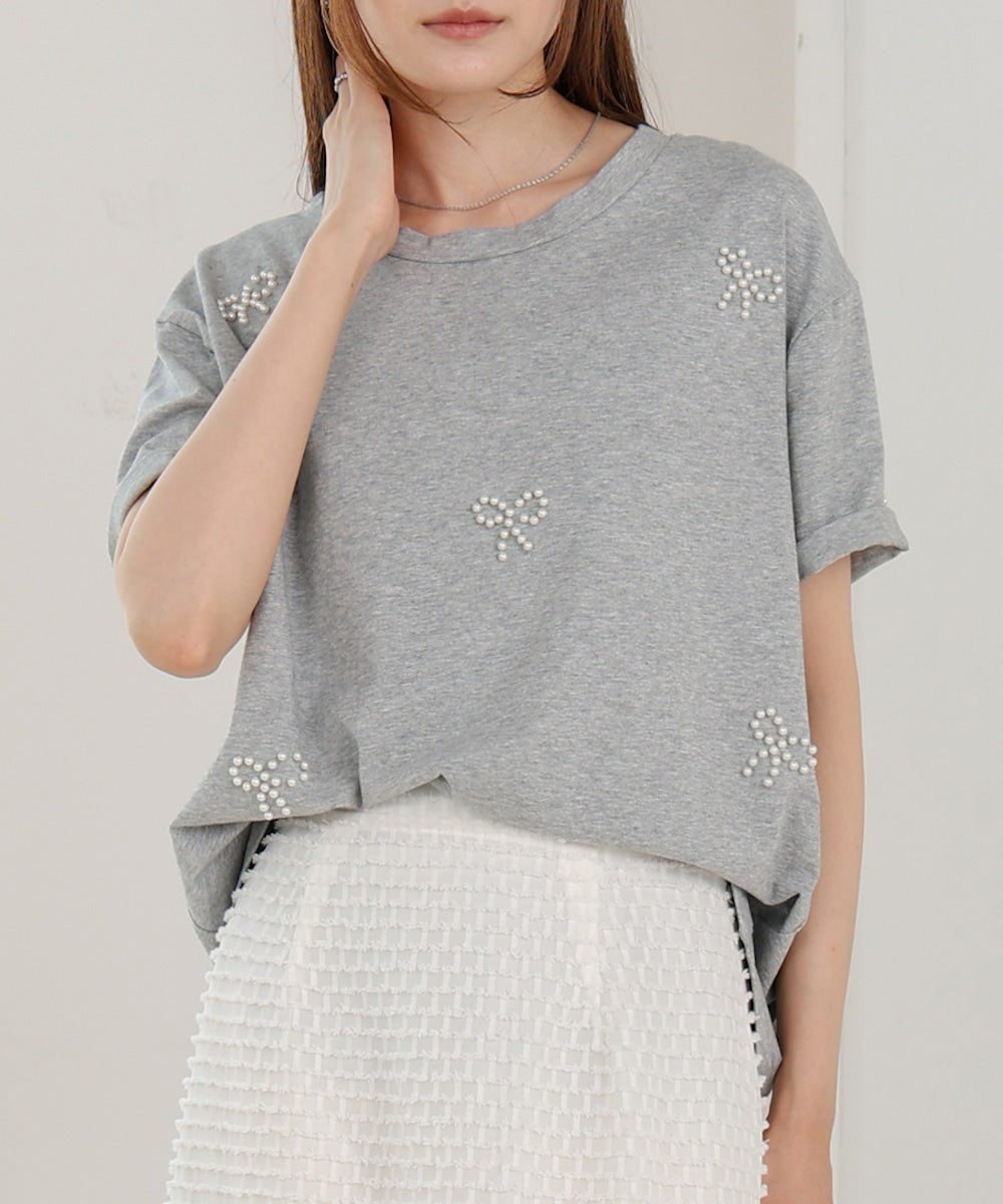 ribbon pearl t-shirt