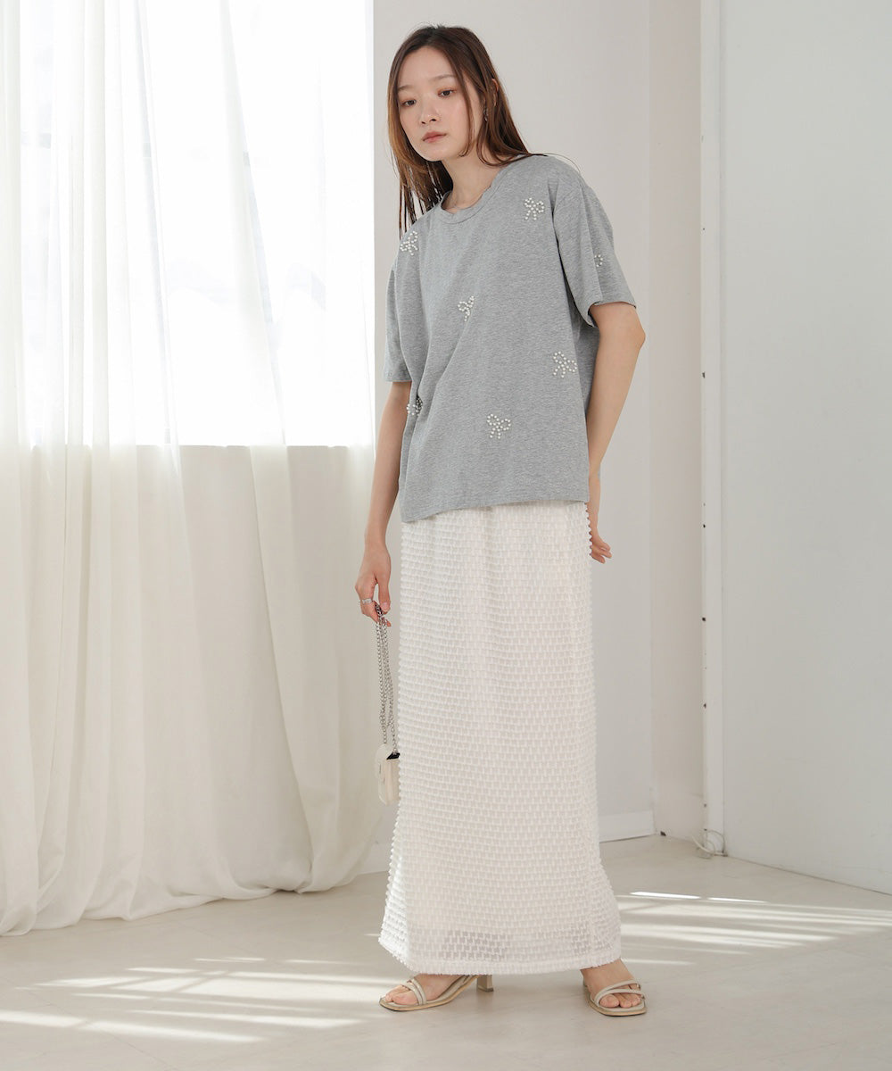 ribbon pearl t-shirt