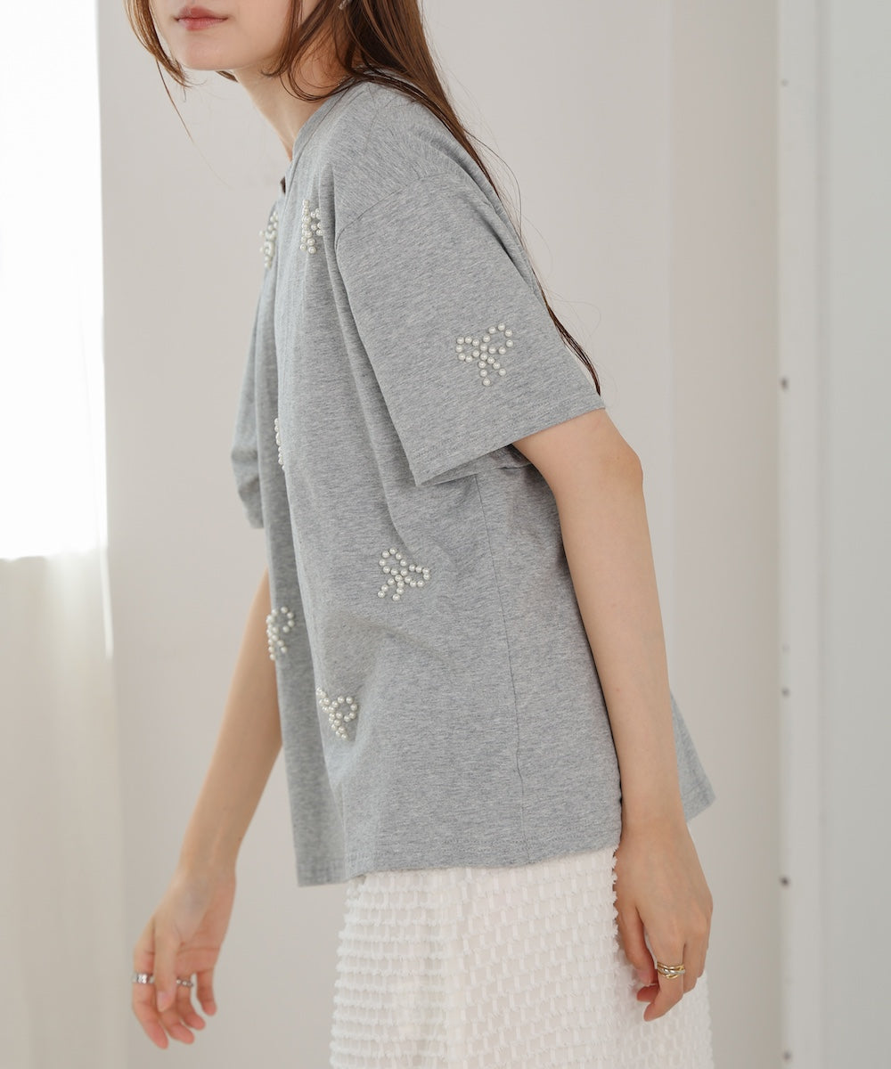 ribbon pearl t-shirt