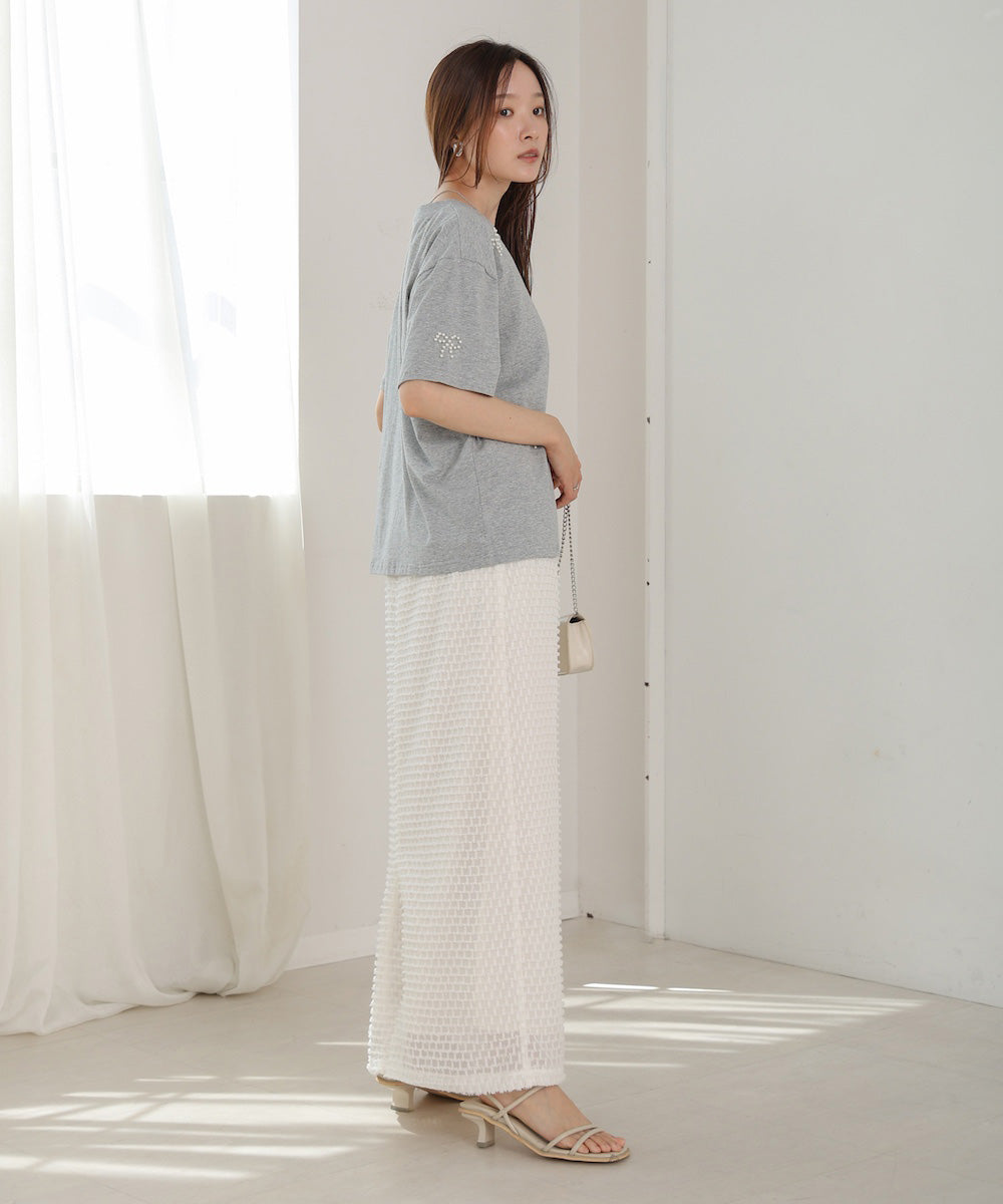 ribbon pearl t-shirt