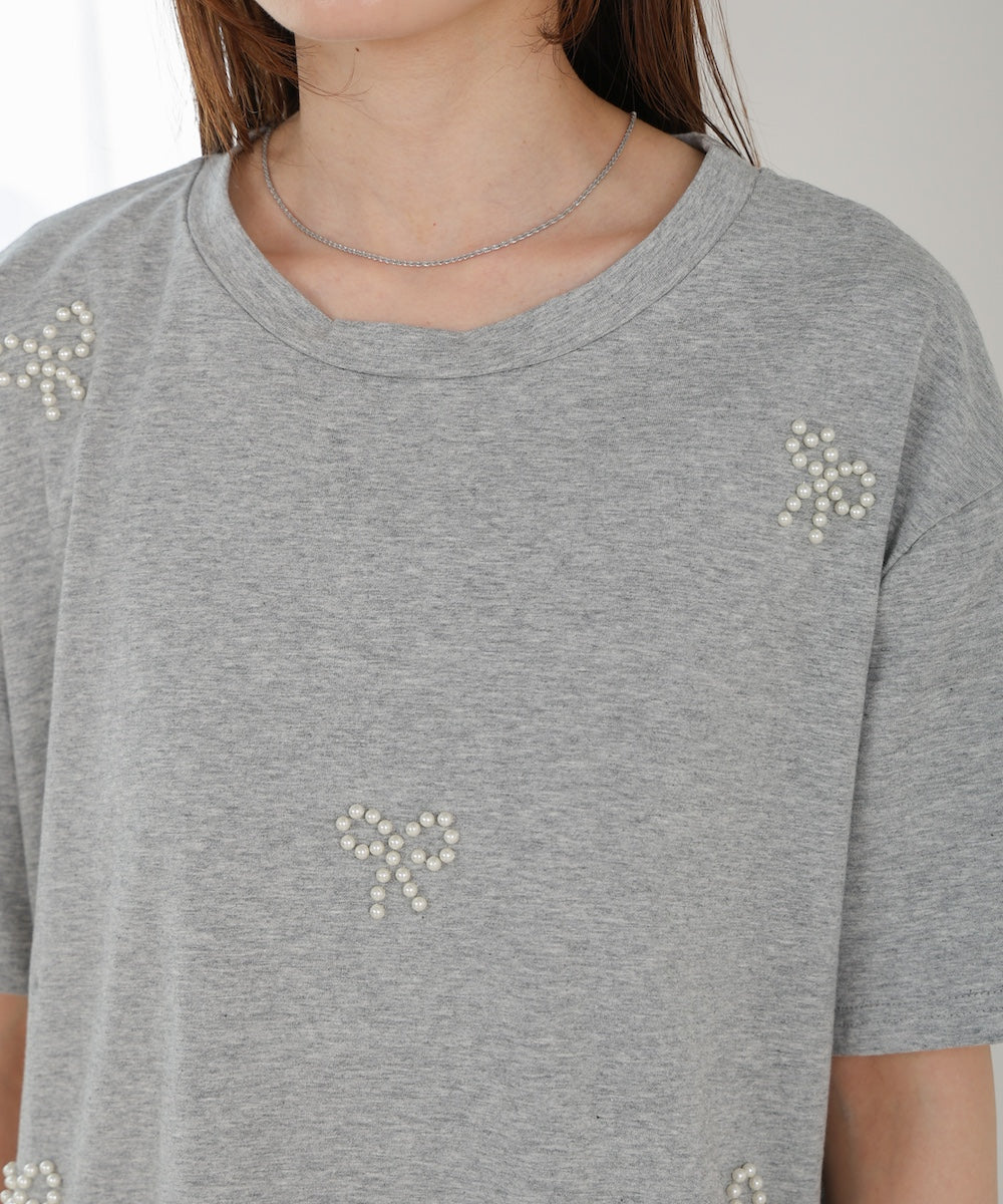 ribbon pearl t-shirt