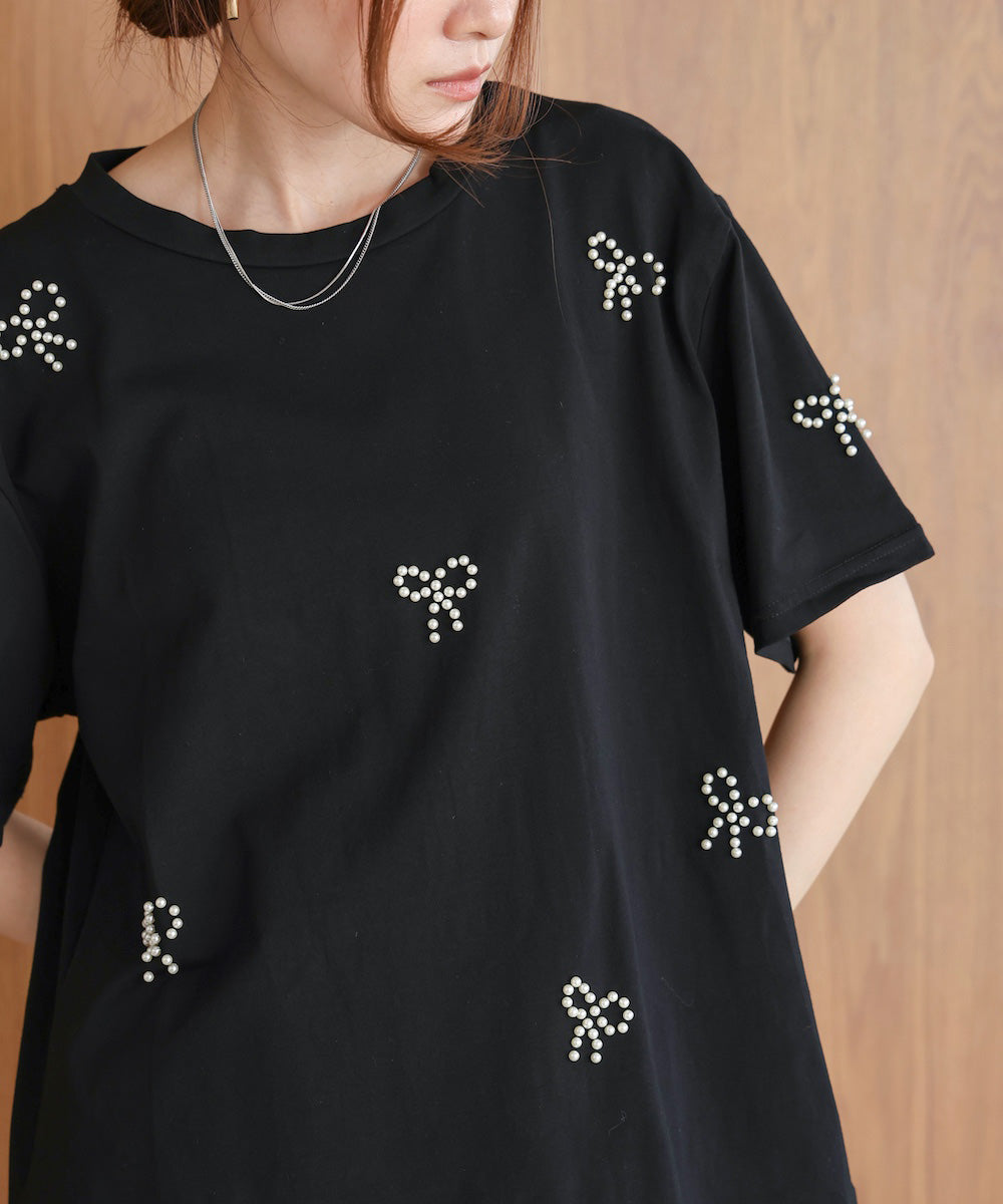 ribbon pearl t-shirt