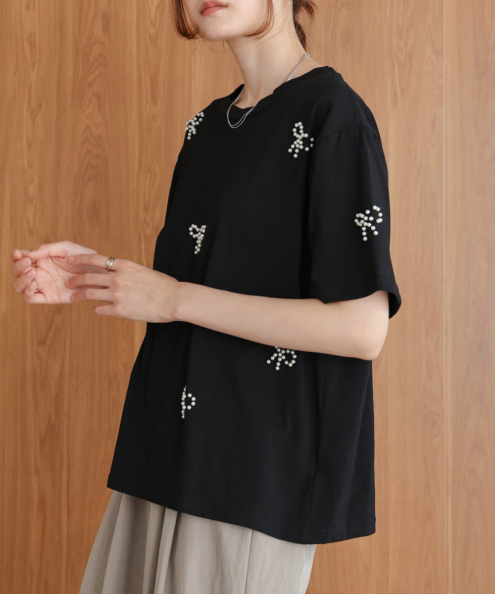 ribbon pearl t-shirt