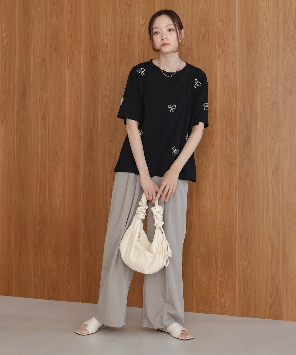 ribbon pearl t-shirt