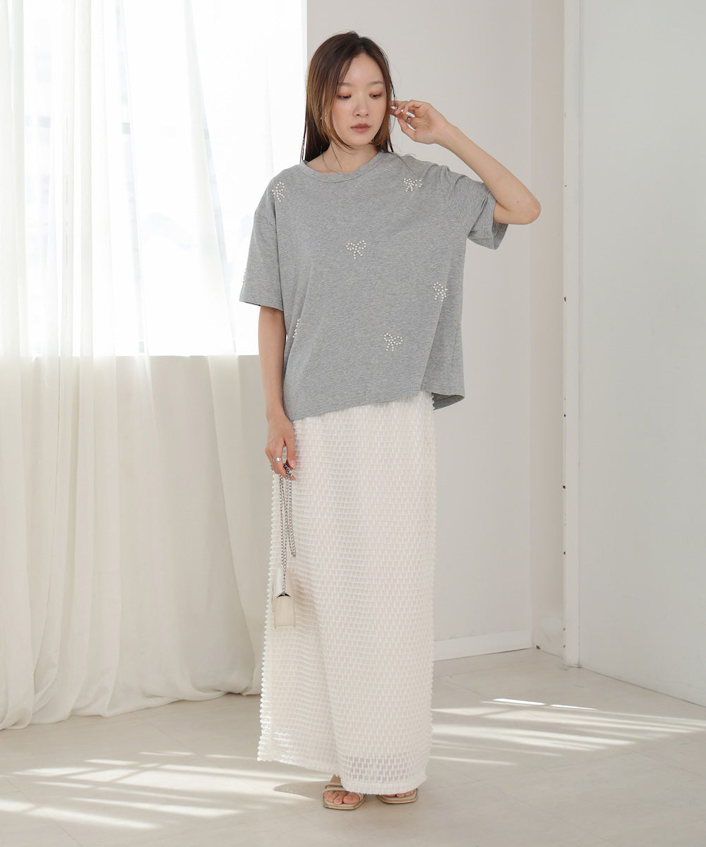 ribbon pearl t-shirt