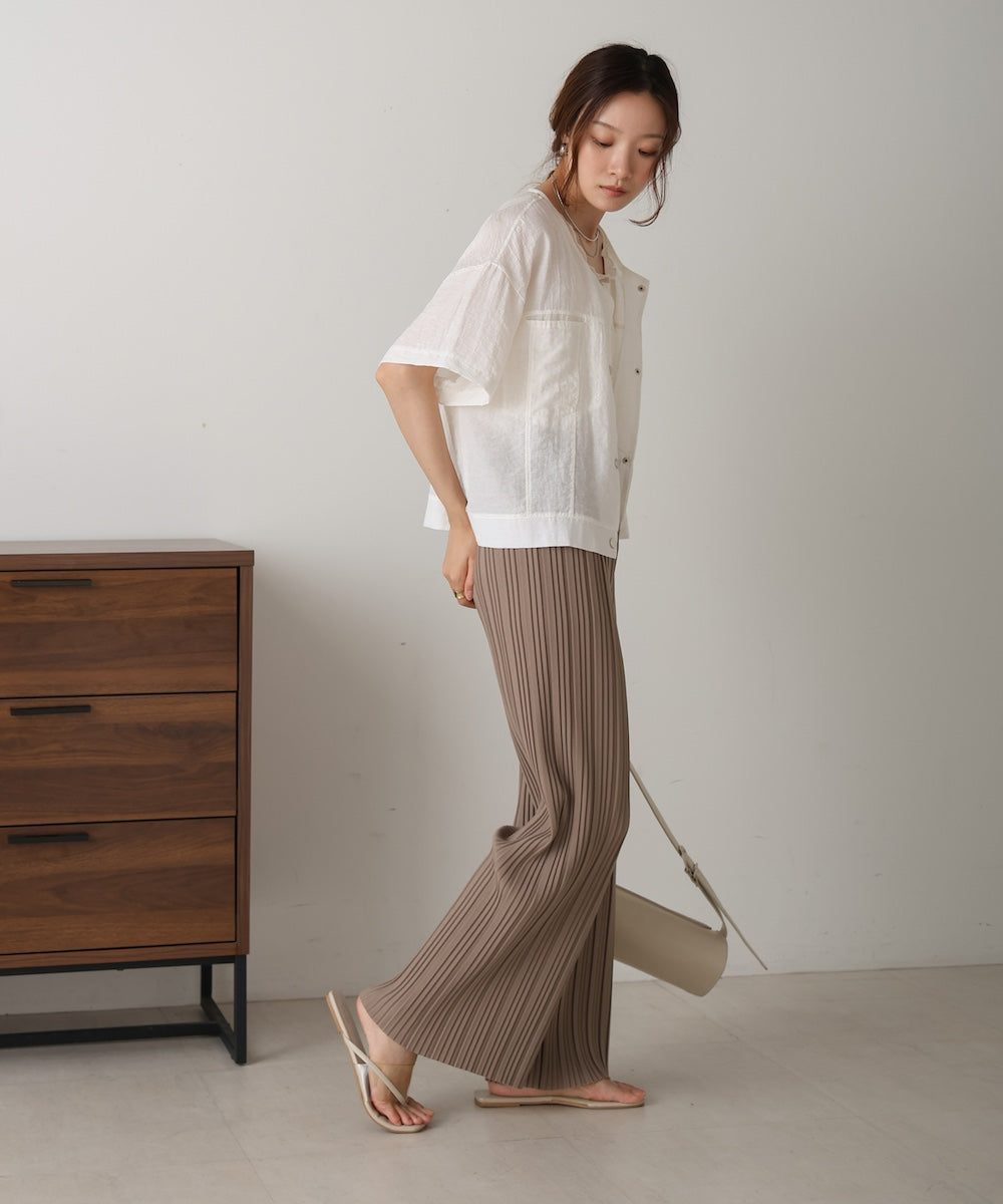 コットンリネンノーカラージャケット