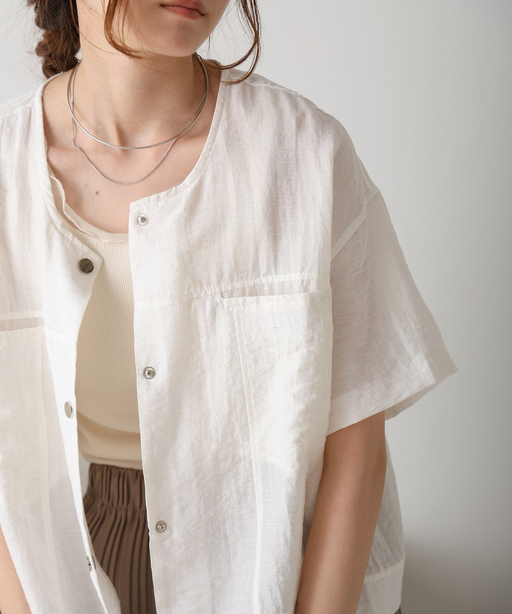 cotton linen collarless jacket