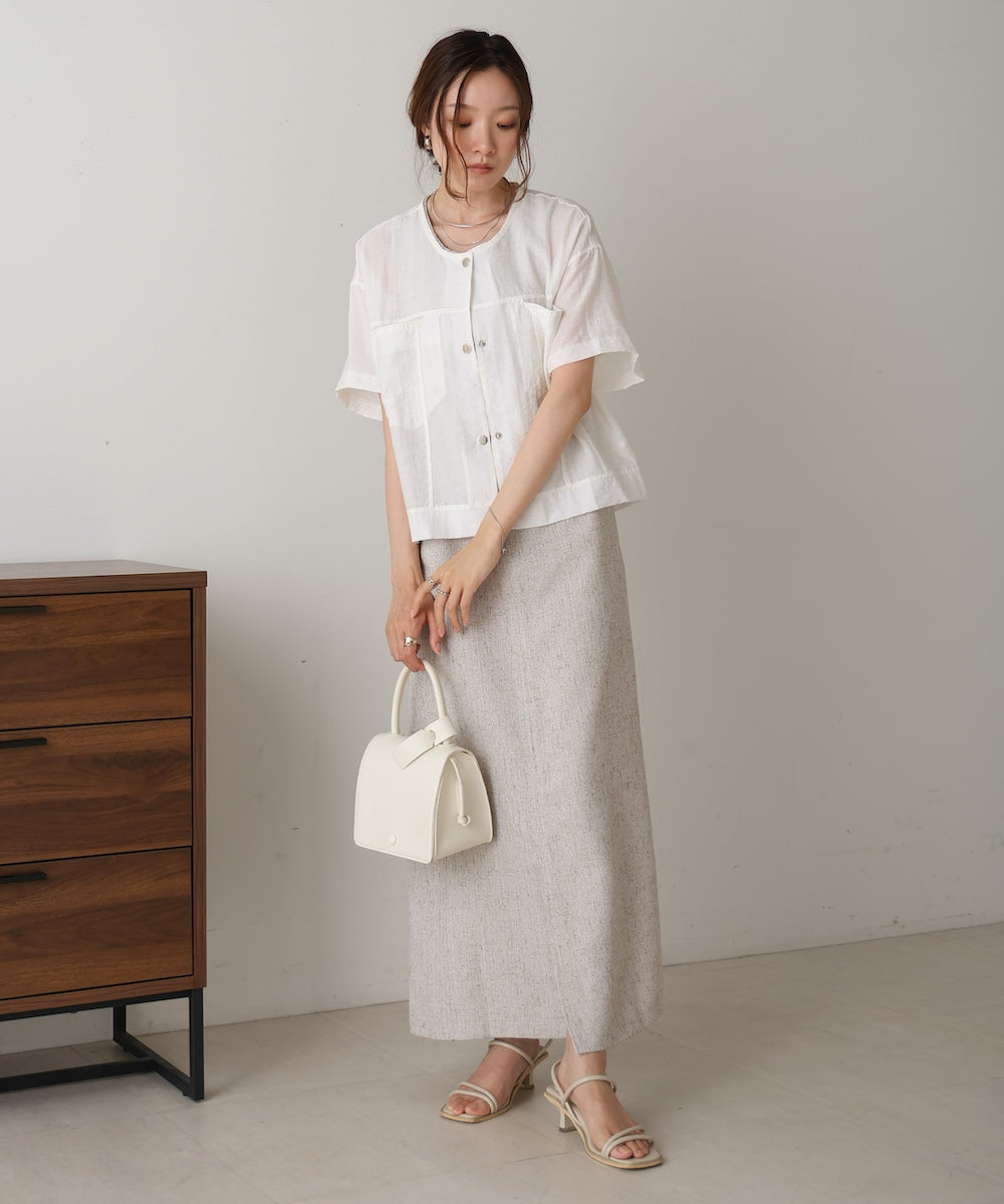cotton linen collarless jacket