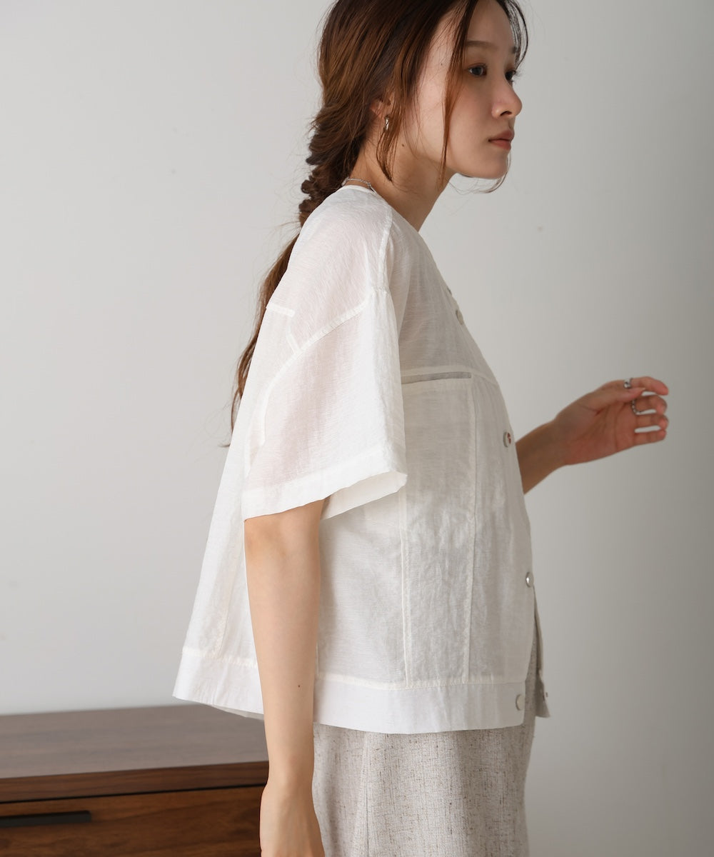 cotton linen collarless jacket