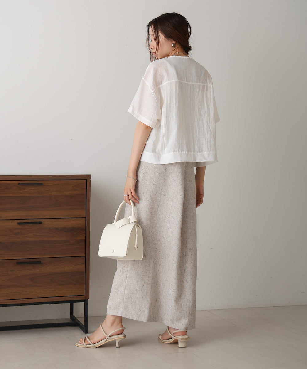 コットンリネンノーカラージャケット