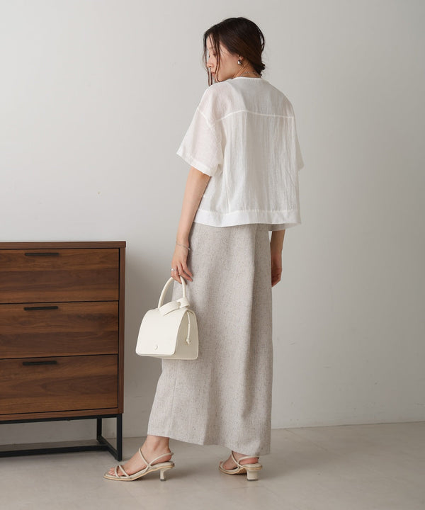 コットンリネンノーカラージャケット