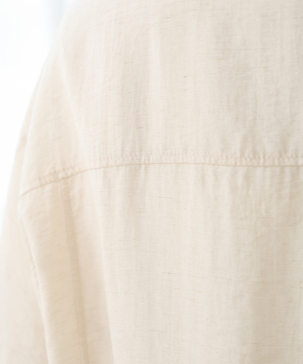 コットンリネンノーカラージャケット