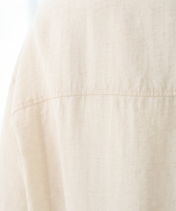 コットンリネンノーカラージャケット