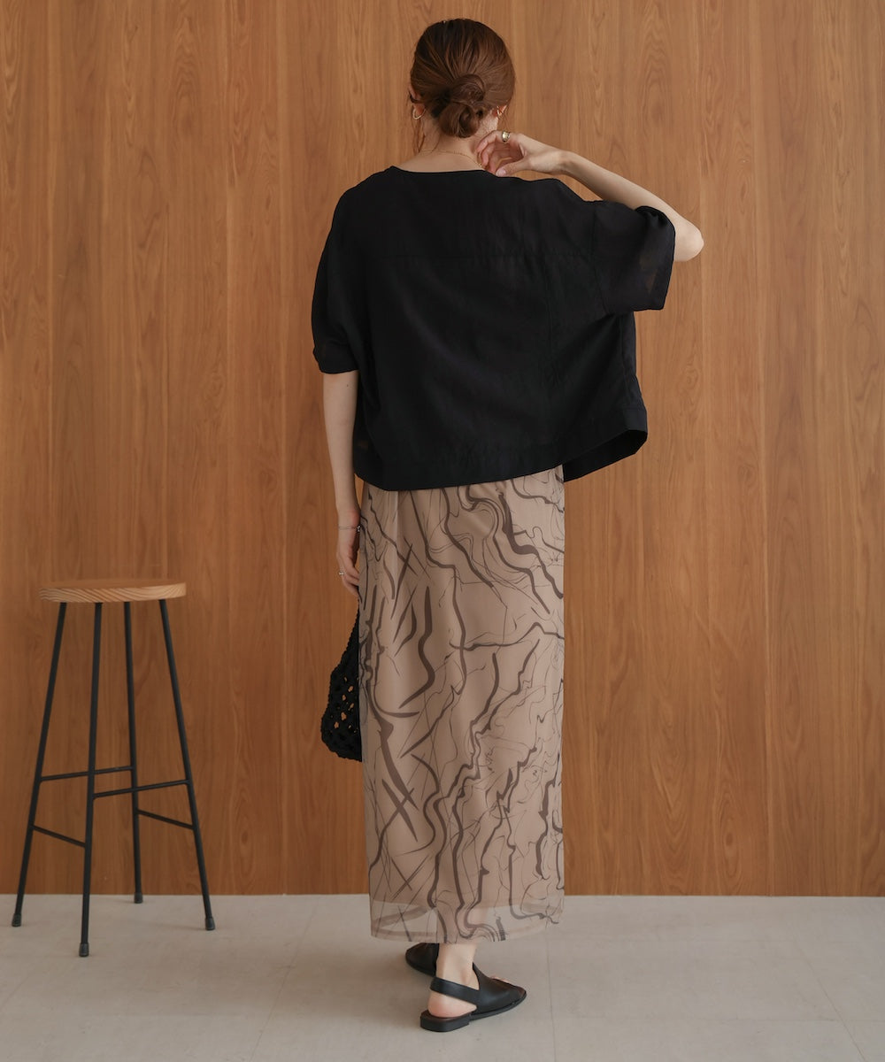 コットンリネンノーカラージャケット