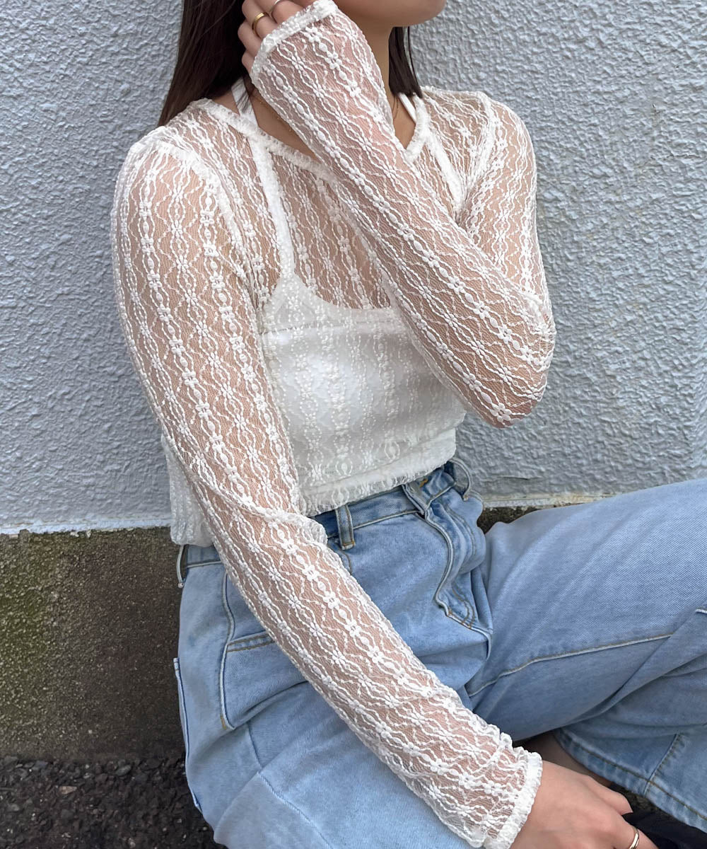 ｈalter neck cami + lace tops